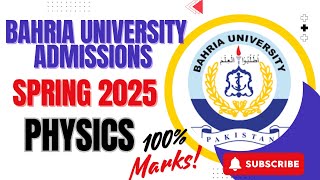 Bahria University Admissions Spring 2025  Physics MCQs Preparation for Entrance Test [upl. by Irot]