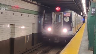 MTA New York City Transit R160 Reroute E train approaching 14st6av station [upl. by Lienaj]