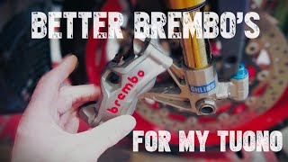 Better Brembos for my Tuono Aprilia service Part 2 Upgrading brakes HEL Master Cylinder [upl. by Dulcle]