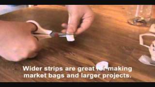 Marking Plarn plastic bags into yarn [upl. by Eiramanel]