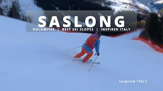 ⛷️Dolomites Best Ski Slopes Saslong [upl. by Auqinom]