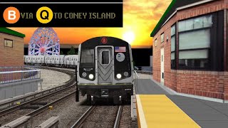 OpenBVE Special B Train To Coney Island R160B Siemens [upl. by Yelir216]