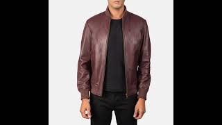 Mens Maroon Leather Stylish Jacket leatherjacket trending foryou shorts [upl. by Nosyt]