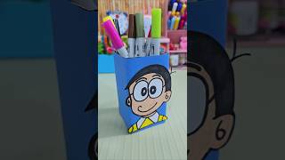 Doraemon Pen Holder Craft idea For School kidscraft viralshort youtubeshorts shortsfeed [upl. by Elrahc]