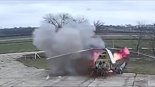 Mi8 Helicopter in Transnistria Destroyed by Drone in Obvious Faked Attack [upl. by Notsud]