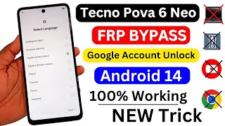 Tecno Pova 6 Neo FRP Bypass Android 14 Without PC  Tecno Kl8 Frp Unlock  Google Account Bypass [upl. by Sew]