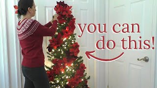 Poinsettia Christmas Tree Decorating HOW TO Decorate this Poinsettia Tree [upl. by Yenahc895]