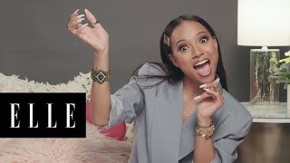 Karrueche Tran Cracks Up at Her Fans Funniest Tweets  ThirstTweets  ELLE [upl. by Lexerd]