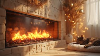 Golden Glow Fireplace Ambiance 🔥 Cozy String Lights amp Crackling Fire for Relaxation [upl. by Cornelle816]