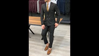 Slim Fit Black Double Breasted Suit  Hollo Men Apparel [upl. by Girish]