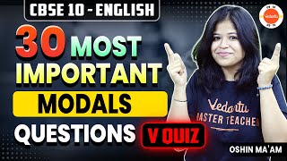 30 Most Important Questions from MODALS 🎯 Class 10 English Grammar 🔥 [upl. by Aihsekan]