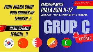 TABEL POIN TIM CHINA Vs KORSEL di Klasemen Grup C  AFC CUP U17 2025 [upl. by Jessica]