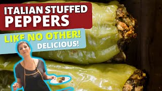 Easy Stuffed Italian Green Peppers  Authentic Recipe using Cubanelles [upl. by Kopp]