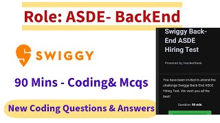 Swiggy New Coding Answers 🥰🥳 ASDE BACKEND Free Exam Answers  Backend  Swiggy  Free Answers [upl. by Letniuq]