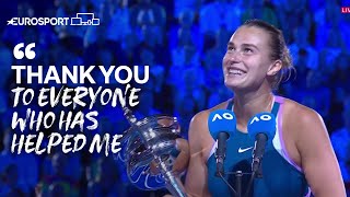 “The Marvel from Minsk”  Emotional Sabalenka Crowned Australian Open Champion  Eurosport Tennis [upl. by Erminia]