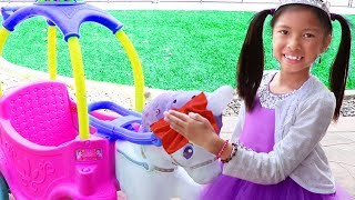 Wendy Pretend Play Car Wash for Unicorn Princess Carriage Car Toy [upl. by Acile145]