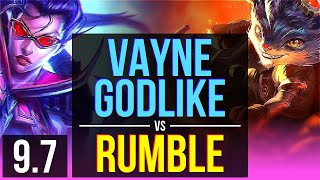 VAYNE vs RUMBLE MID  2 early solo kills Godlike  EUW Challenger  v97 [upl. by Eidnak]