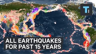 Animated map all earthquakes of the past 15 years [upl. by Paris]