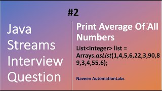 Java Streams Interview Question  02  Print Average Of All Numbers [upl. by Bald513]