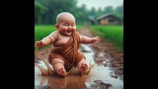 so cute little monk🤯🔥🔥 cutebaby🥰🫧🔥💐 funny🥳 new👍🏻 viral trending youtubeshorts subscribe like [upl. by Riek]