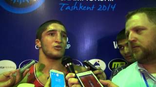 Abdulrashid SADULAEV RUS interview after his Gold Medal in Tashkent 2014 [upl. by Sanburn]