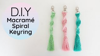 Macrame Spiral Keychain Tutorial  DIY Easy Beginner Key Ring Project [upl. by Hairacaz]