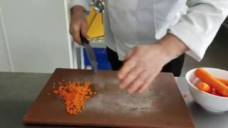 Cutting Techniques How to Brunoise Vegetables [upl. by Ennovihs753]