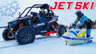 HOW TO RUIN A JET SKI Jet Ski vs Polaris RZR RS1 ON ICE [upl. by Leslee]