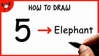 How To Draw ELEPHANT Using Number 5 – Easy Animal Drawing Tutorial [upl. by Jegger737]