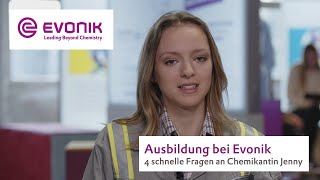 Ausbildung  4 schnelle Fragen an Chemikantin Jenny  Evonik [upl. by Homovec]