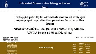 Lipopeptide produced by the bacterium Bacillus mojavensis with activity against [upl. by Anilosi]