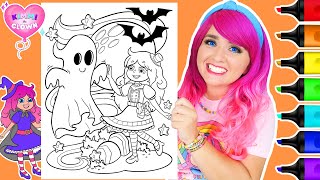 Coloring Kimmi The Clown Halloween Coloring Book  Ghost amp Bats Coloring Page  Ohuhu Art Markers [upl. by Ybocaj]