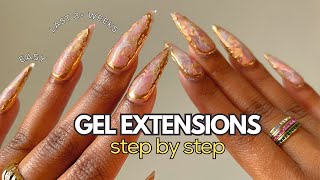 How To Do Gel X Nails at Home  Prep Routine For Lasting Results  Pink Marble Nails Tutorial [upl. by Nadirehs]