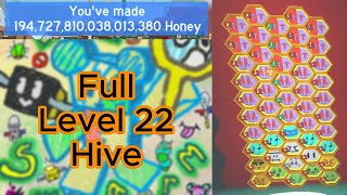 Getting a FULL LEVEL 22 HIVE in the Bee Swarm Test Realm [upl. by Aihsetel]