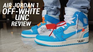 OFF WHITE AIR JORDAN 1 UNC REVIEW [upl. by Beverlee]