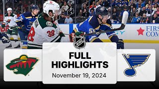 NHL Highlights  Wild vs Blues  November 19 2024 [upl. by Lindner]