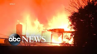 Fertilizer plant on fire for more than a day in North Carolina forces evacuations [upl. by Esnofla]