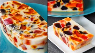 Broken Glass Jelly Pudding  Easy NoBake Jelly Dessert  Milk amp Jelly Pudding Dessert  NOven [upl. by Esinahs57]