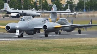 Gloster Meteor and Dehavilland Vampire display at Farnborough International Airshow 2014 [upl. by Livi4]