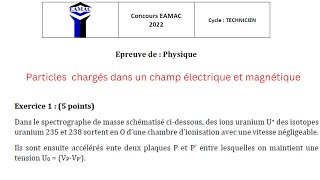 Solution Exercice 1 Epreuve de Physiques Concours EAMAC 2022 Niveau Technicien Supérieur [upl. by Socrates]