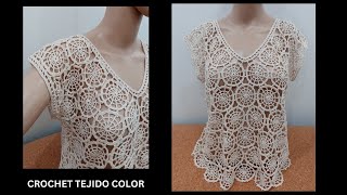 TUTORIALCROCHETMOTIVOS REDONDOS CALADOS PARA BLUSA A CROCHETPASO A PASO [upl. by Euv]