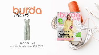 Nähanleitung Nähen mit burda – sommerlicher Jumpsuit Modell 4A  burda easy 322 5905 [upl. by Elder725]