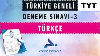 PARAF YAYINLARI TÜRKİYE GENELİ DENEME SINAVI 3  TYT TÜRKÇE [upl. by Toombs]