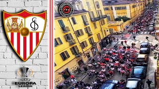 🔴⚪ LOS NERVIEONENSES SEVILLA FANS In Turin Before Match Against JUVENTUS • UEL [upl. by Yesnyl]