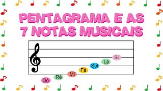 As 7 notas musicais e o pentagrama  5 linhas e 4 espaços [upl. by Elbon]