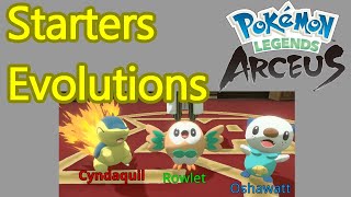 Pokemon Legends Arceus starters evolutions guide the evolved forms of Cyndaquil Rowlet and Oshawa [upl. by Atekin119]