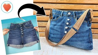 Como hacer un bolso con un pantalón vaquero o jeans que no usas  con forro y cremallera  DIY [upl. by Siravart]