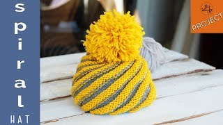 How to knit a spiral hat in two colors all sizes  So Woolly [upl. by Mckee]