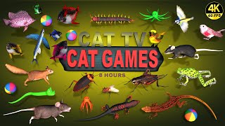 CAT GAMES  CAT TV 4K  Cats favorite onscreen entertainment with their favorite characters 😸 [upl. by Tilney86]