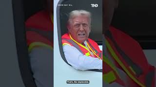 Trump rides around in garbage truck answers questions in Wisconsin [upl. by Giacobo]